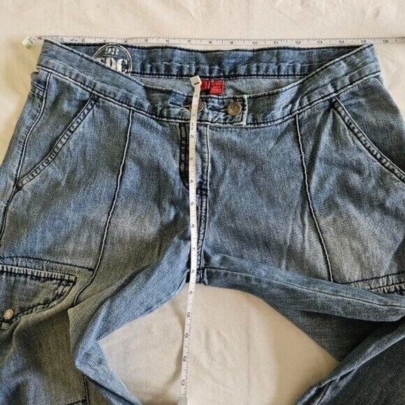 EDC by Esprit Jeans Women Youth US 9 Faded Blue Cropped Faux Cargo Pockets Y2K - Picture 6 of 16